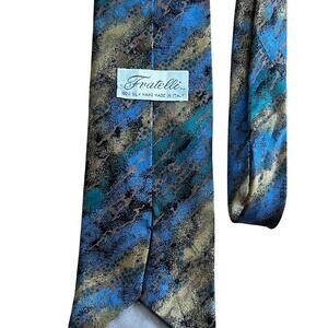 Fratelli men's tie, blue and gold, made in Italy, 100% silk